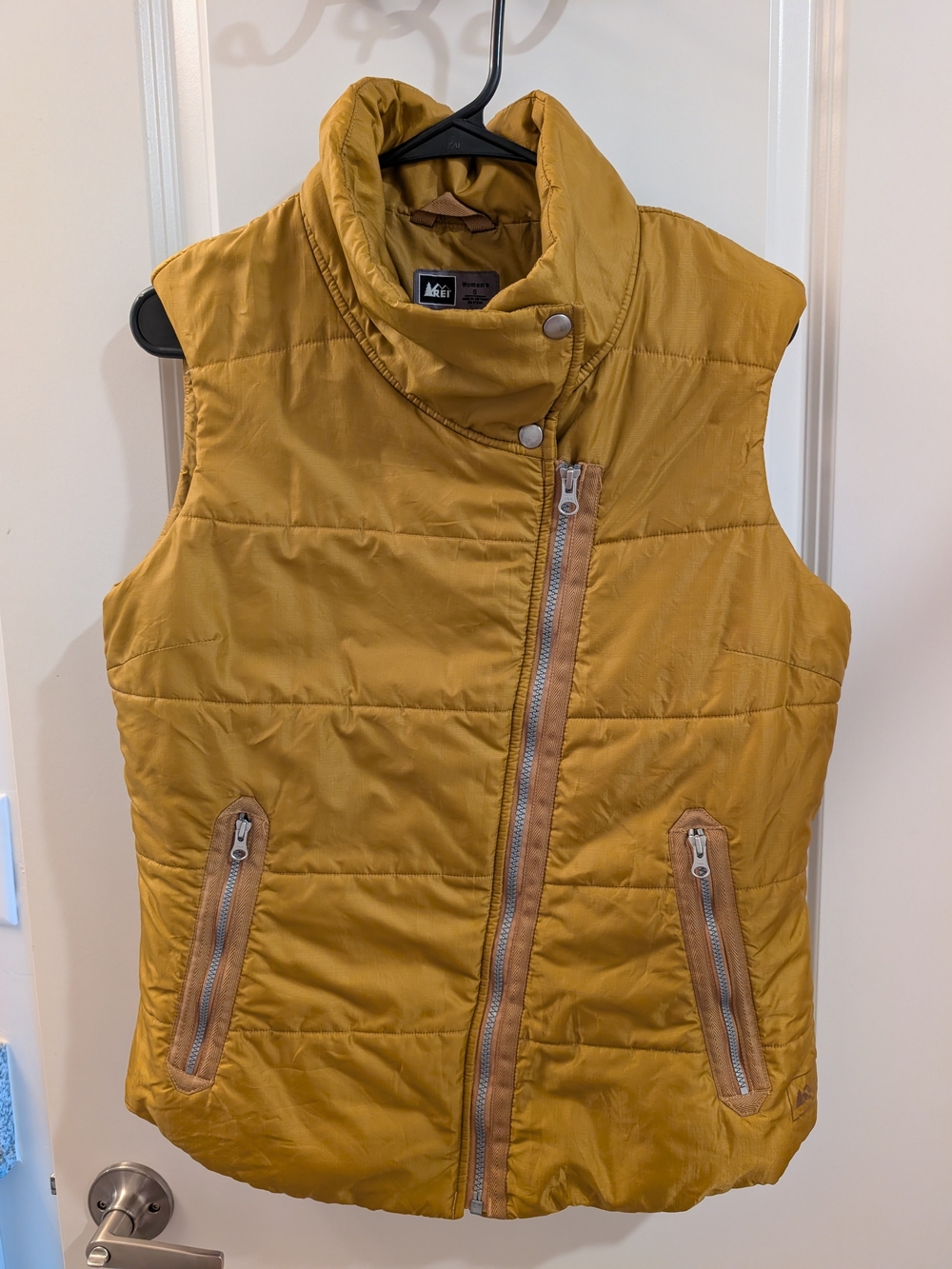 Women's REI Mustard Quilted Asymmetrical Puffer Vest